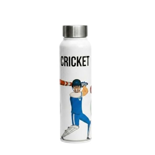 Image of VOIK Stainless Steel Water Bottle 1000ml with UV Astronaut Print | Leakproof, BPA-Free & Rust Resistant | Reusable Water Bottle for Kids, School, Office, Gym, Sports & Travel (Cricket-Screw-1000ml)