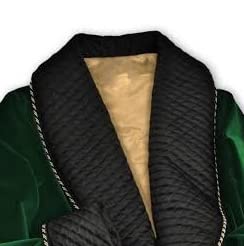 Dark Green Velvet Smoking Jacket With Quilted Silk Shawl Collar English Vintage Gentleman Belted Robes4