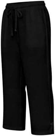 Capris Pants for Women Casual Summer Beach Capris Drawstring Wide Leg Cotton Pj Bottoms Pull On Lounge Capri Pants - 3