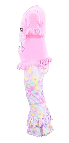 Image of Unique Baby 2 Piece Girls Double Ruffle Leggings Outfit with Short Sleeve Shirt Kid and Toddler Clothes Set