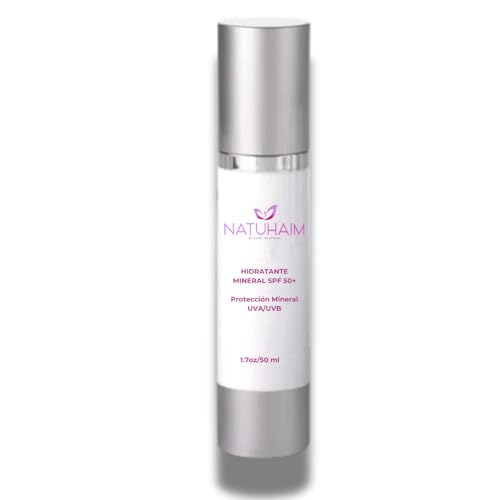 Crema hidratante anti envejecimiento con proteccin solar 50+ Natuhaim Mineral Sunscreen SPF 50+ UVA/UVB Protection Hydrating Formula 1.7 oz