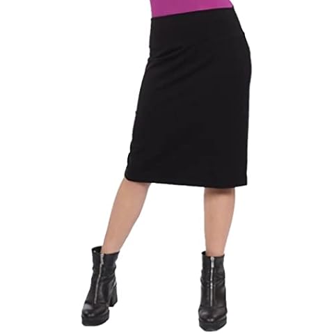 Kosher Casual Modest Knee Length Pencil Skirt for Women in Lightweight Cotton Spandex XL Black Cover