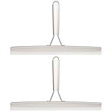 mDesign Metal Bathroom Shower Squeegee For Shower Door, Windows, Mirrors - Includes Suction Cup Hanging Hook - 2 Pack - Satin
