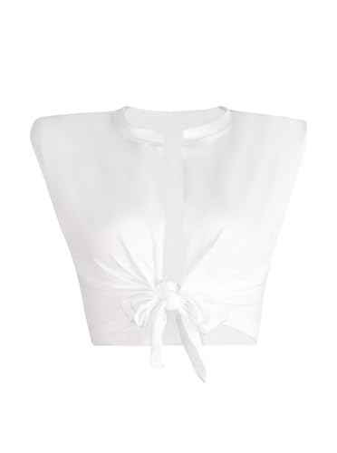 Avanova Women's Sleeveless Open Front Crop Top Sexy Tie Knot T-Shirt Basic Solid3