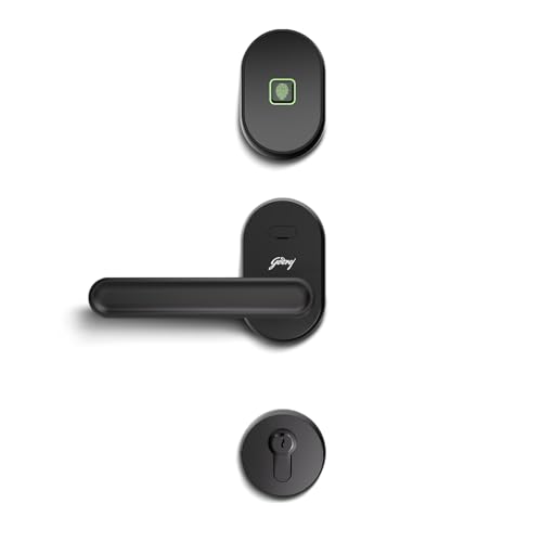 Image of Godrej Smart Lock I GSL D1R | 3 in 1 Digital Lock I Fingerprint, Mobile App & BLE | 360 Biometric | Ideal for Single Wooden Doors I 3 Yrs Warranty I Made in India | | Black