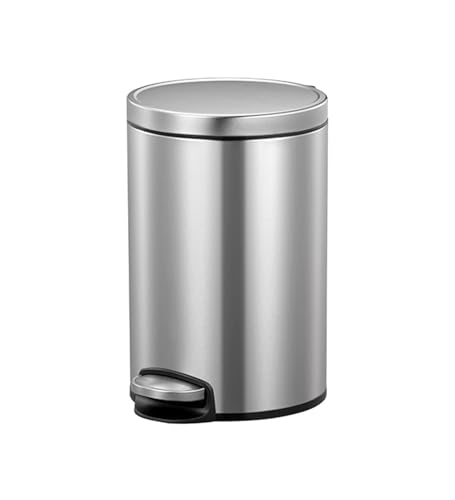 Image of Obsessions EKO Soft-Close Bathroom Trash Can - 8L Stainless Steel Pedal Bin with Lid & Liner, Elegant Waste Basket for Home & Office, Metallic