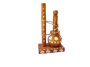 Wooden Matki Bansuri Set for Krishna Pooja | Handcrafted Decorative Showpiece for Home Temple & Gift