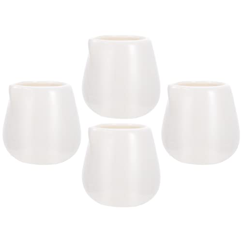 Cabilock 4pcs Mini Home Espresso Bottles Cup Furniture Containers White Milk Dollhouse Premium Kitchen Frothing Glass Pitcher Jugs Creamer Sauce Pitchers Mocha Decorative Small Porcelain