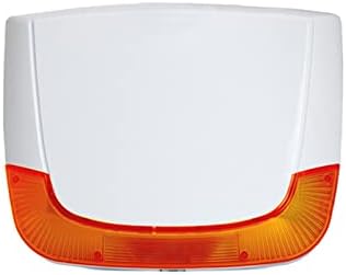 ด้านหน้า view of the Risco Lumin8 Bidirectional Radio External Siren, showing its white casing and orange luminous section at the bottom.