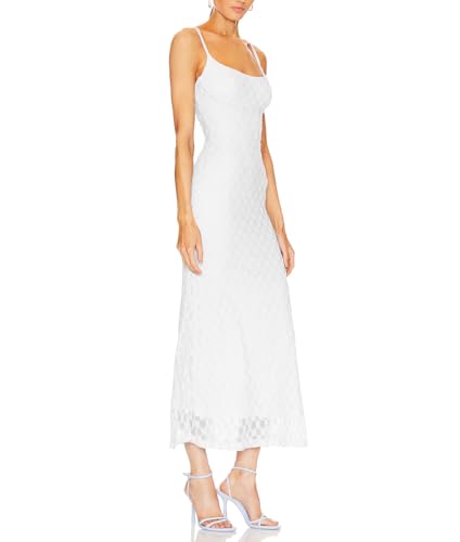 JLCNCUE Women's Spaghetti Straps Lace Mesh Maxi Dress Square Neck Backless Mermaid Dress for Wedding Party 383