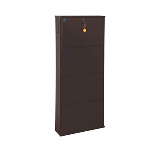 Image of DELITE KOM 20 Inch Wide, 4 Shelf Metal Shoe Rack Wall Mounted for Home with Central Lock | Holds Upto 10 Shoes or 16 Slippers Pair | 1 Year Warranty | (54 x 20 x 5 Inch, Coffee) | DIY | Space Saving