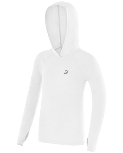 Roadbox Boys Rash Guard Hooded Shirt, Kids UPF 50+ Long Sleeve Hoodie, Youth UV Sun Protection Fishing Beach Shirts