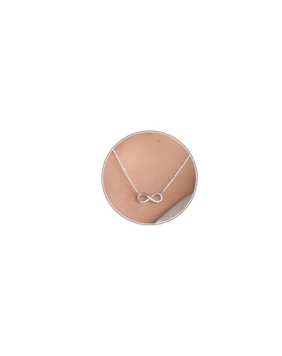 GUOKE Infinity Necklace for Women, 14K White Gold Plated Dainty Silver Necklace Simple Jewelry