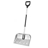 Profi Alu-Schneeschaufel 144 cm – Ergonomischer Stiel & Anti-Shaking Griff – 6-Fach verschraubt & Extrem Stabil – Rückenschonender Schneeschieber (Aluminium)