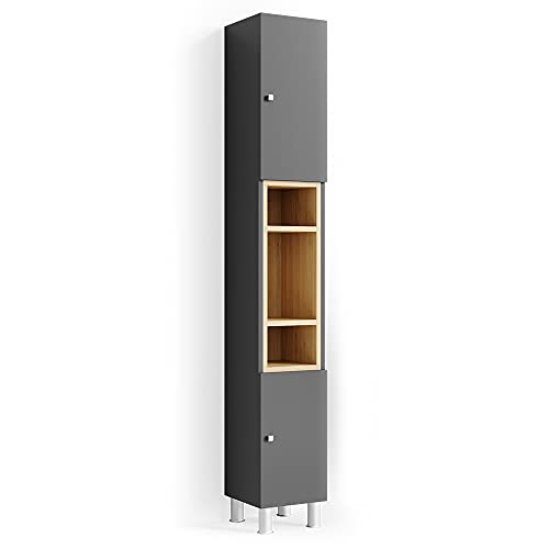 Vicco Badschrank Anthrazit Aquis 30x190x30 cm - Wäscheschrank, Kombination...