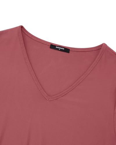 Lotusmile Womens Dressy Blouse Double Layers Mesh Shirt Ruffle 3/4 Flared Sleeve Tunic Tops