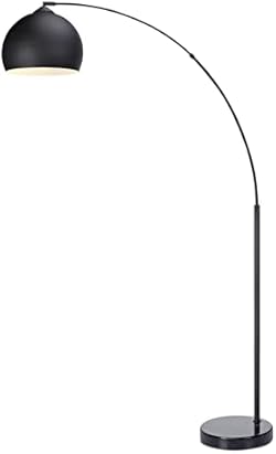 Teamson Home Arquer 66.93" Arc Floor Lamp for Living Rooms, Home Offices, Dining Rooms, Bedrooms with Faux Bla