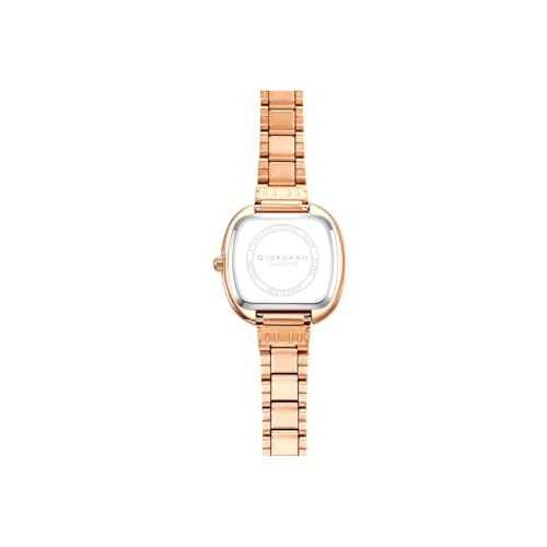 Image of Giordano Analog Quartz Watch for Women with SquareTextured Dial, Cushion Layered Bezel Design and Stainless Steel Strap