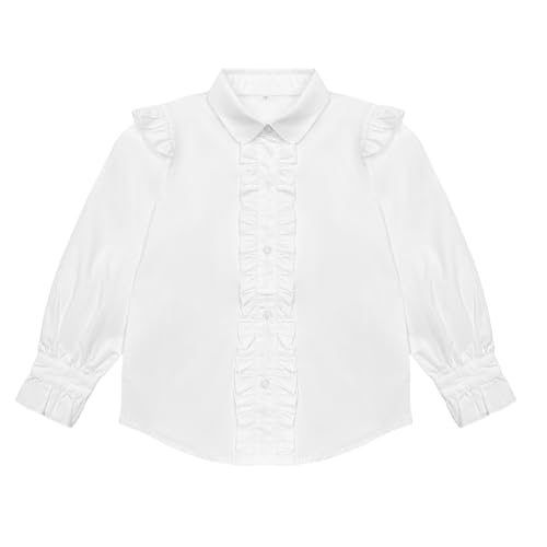 Image of Girls Short Sleeve Button Down Shirts Ruffle School Uniform Crop Tops Peter Pan Collar Plaid Blouse 4-13Y
