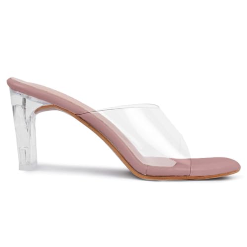 Image of TRASE Transparent Block Heels for Women Stylish | Fashionable Heel Sandals for Girls | Elegant & Formal Footwear