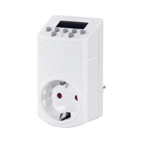HAMA | Temporizados Digital Semanal (Enchufe Programable, Interruptor de Encendido/Apagado Automático, Ahorro Energético, Nº de Posibilidades de Encendido/Apagado por Día: 20) Color Blanco