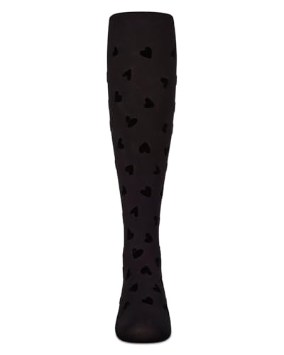 MeMoi Girls Heart To Heart Flocked Opaque Fashion Tights4