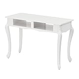 エレガント ネイルテーブル デスク 机 木製 アンティーク ホワイト T2 ホワイト 幅110×奥行45×高さ76cm [ ネイルデスク スリムデスク 白 パソコンデスク PCデスク 平机 作業台 スリム テーブル セルフ ジェル ネイル 