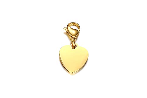 Mealguet Jewelry 2 Pcs Stainless Steel Personalized Custom Engrave Simple Heart Shaped Charm for Keychain or Pendant4