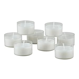 Stonebriar 48 Count White Unscented Smokeless Long Burning Clear Cup Tea Light Candles with 6 to 7 Hour Burn Time