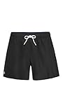 Lacoste Men's Solid Elastic Waist Swim Trunks, Navy Blue/Black, X-Large