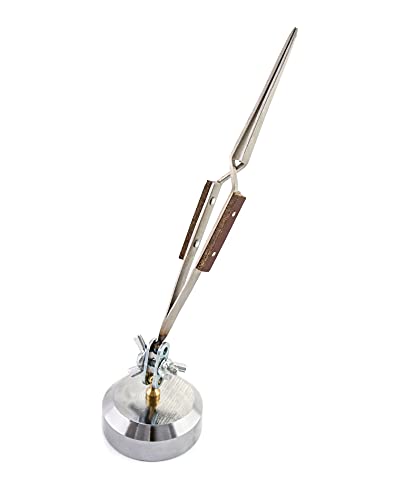 QWORK Third Hand Tweezers Cross Locking Jewelry Welding/Soldering Tweezers with Base 360Rotation Jewelry Making Repair Kit
