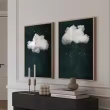 Toile abstraite vert émeraude LMAIWANG tableau encadré haute définition 20x30