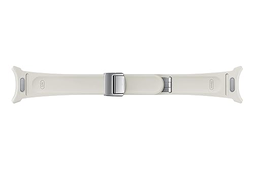 Image of SAMSUNG Galaxy Watch 6, 5, 4 Series Hybrid Eco Leather Band, Slim, Magnetic D-Buckle Closure for Men, Women, Smartwatch Replacement Strap, One Click Attachment, Small /Medium, ET-SHR93SUEGUJ, Cream