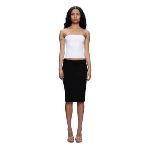 Jupe en satin noir double couche taille mi-basse pour femme