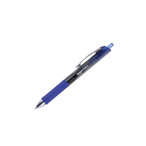Image of Amazon Basics Retractable Gel Pens, Fine Point 0.7mm, Smooth Writing, No-Smear Ink, Blue, 12-Pack