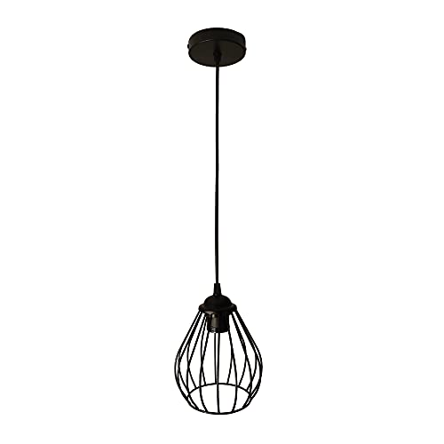 TTKDD Mini lámpara colgante de una sola cabeza, lámpara colgante de granja con cables ajustables E27 creativa, acabado negro para islas de cocina, comedor, granja, bar, luces de 5.9 pulgadas