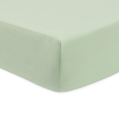 Image of American Baby Company 100% Natural Cotton Percale Fitted Crib Sheet for Standard Crib and Toddler Mattresses, Celery, Soft Breathable, for Boys and Girls