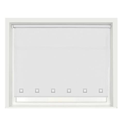 100% Polyester Square Eyelet Trimmable Daylight Roller Blinds (90cm Wide x 165cm Drop, White), 90W x 165H cm