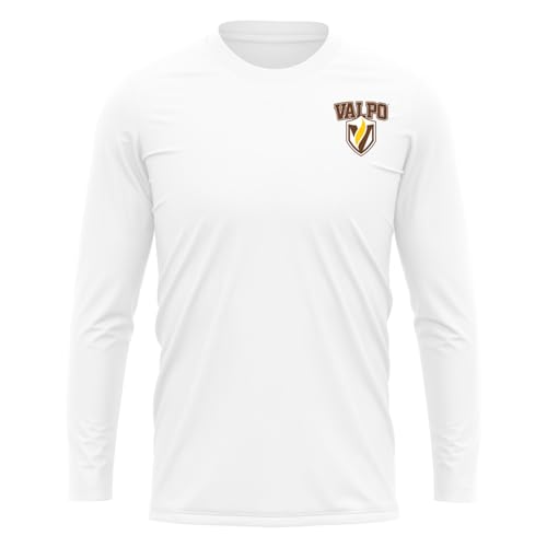 Campus Lab Valparaiso University Adult Men's Sport Long Sleeve Left Chest Logo, White, Small