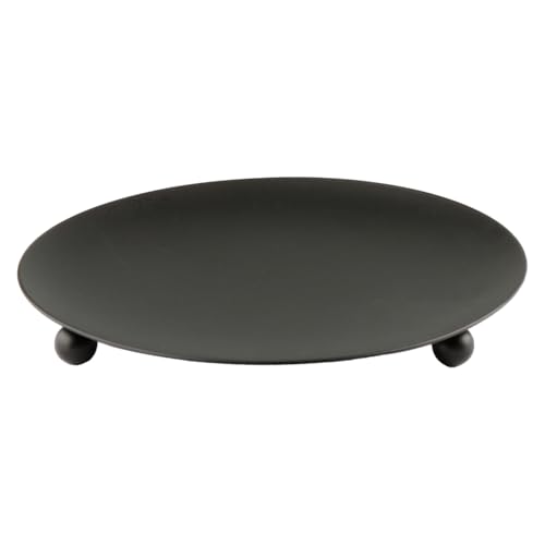Luckious Black Iron Candle Tray, Round Pillar Candle Holder, Wedding & Party, Elegant Modern Design, Easy to Clean