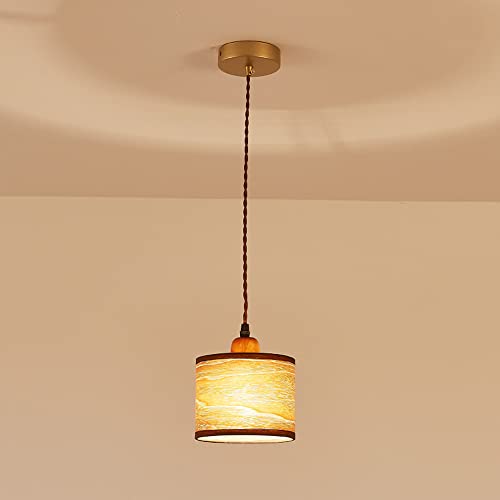 Lustre en bois petite suspension E27 pour plafond et éclairage intérieur japonais