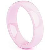 Jude Jewelers Stainless Steel Classic Simple Plain Dome Style Ceramic Wedding Band Ring (Pink, 7)