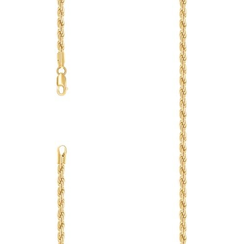 Chaîne en argent 925 jaune 4 mm 61 cm collier maille robuste pour homme et femme tendance