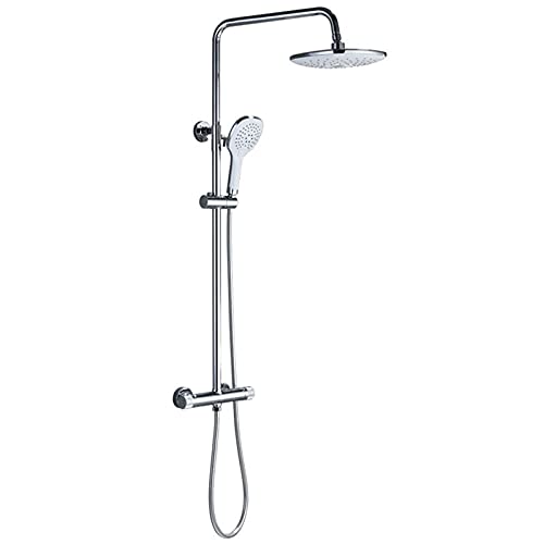 Système de douche thermostatique chromé mitigeur laiton 3 voies haute pression réglable