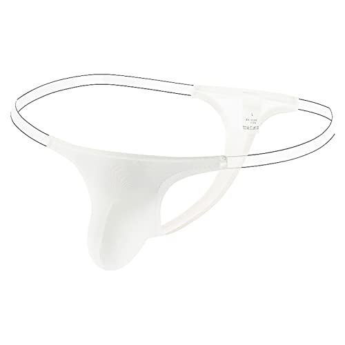 Bragas para hombre Ice Silk Thin Low Waist Tanga Bragas Ropa Interior, Blanco, XXL