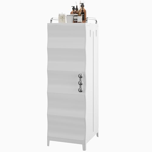 Image of VECELO Narrow Storage Cabinet with Door, Slim Bathroom Storage Cabinet with Adjustable Shelves, for Small Spaces, Bathroom, Kitchen, Laundry, 29.7” H, White