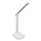 Luminária de Mesa LED com Dupla Alimentação Tomada e USB, 50 LEDs 320Lm, Dimerização Contínua 3000K-6000K, Timer 45min, Toque Sensível, Ideal para Escritório, Estudo e Quarto, Branco