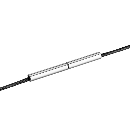 Auroris extra dünne Kette aus Lederimitat schwarz 1mm mit Tunnel-Drehverschluss aus Edelstahl Länge 45 cm