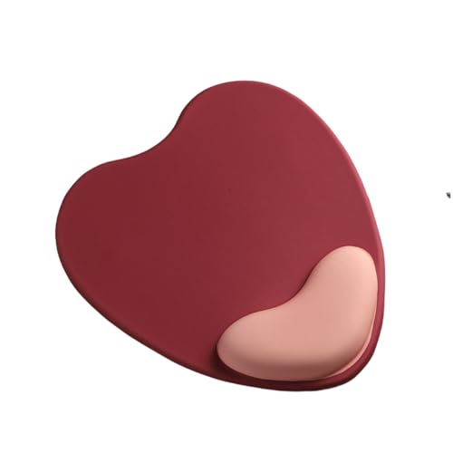 Creative Heart-Shaped Shaped Mouse Pad with Wrist Support, Ergonomic Mouse Pad Pain Relief, Portable Comfortable Mousepad for Computer, Laptop, Office, Home and Travel (Red)