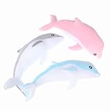 GracesDawn 3 Pieces, Dolphin Filled Animal Plush Pillow, Super Soft Doll, Ocean Animal Plush Toy for Boys and Girls as a Sleeping mat Gift, (Blue, Pink, Gray) 10 inches Long